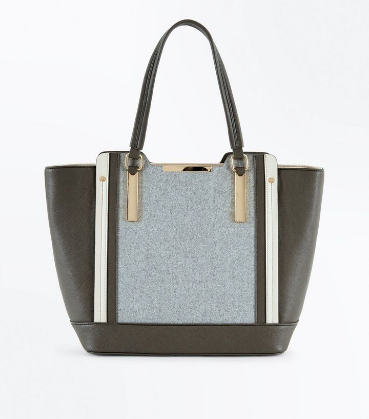 Grey Felt Panel Tote Bag Add To Saved Items Remove From