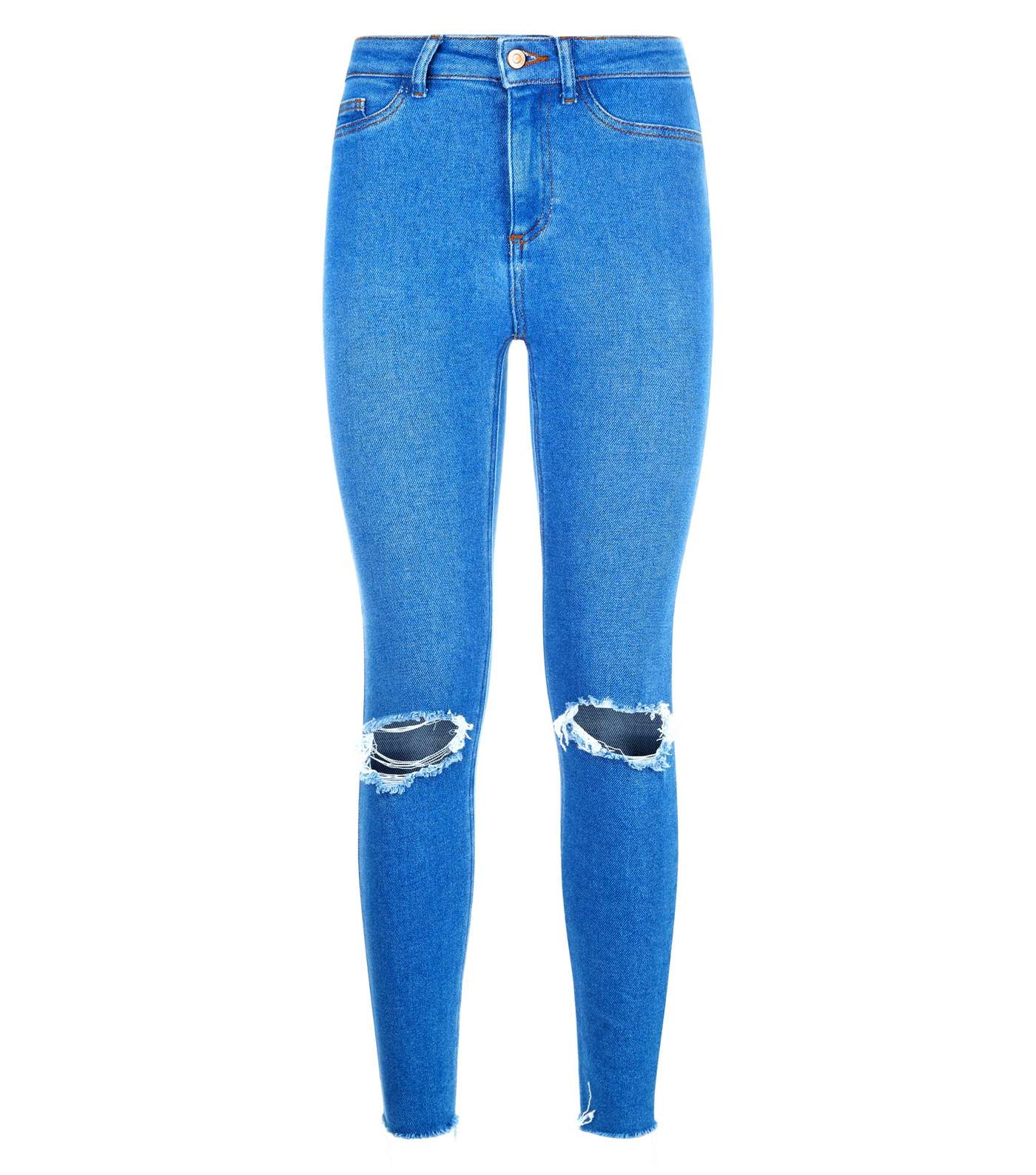 Bright Blue Ripped High Waist Super Skinny Hallie Jeans Image 4