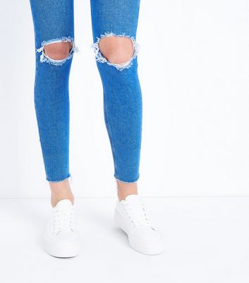 blue ripped high waist super skinny hallie jeans