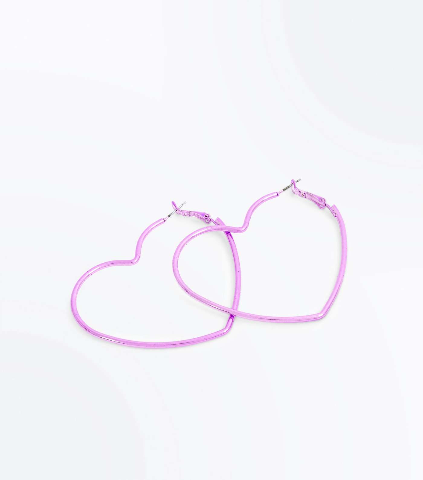 Purple Metallic Heart Hoop Earrings