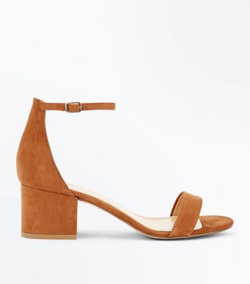 tan suede block heel