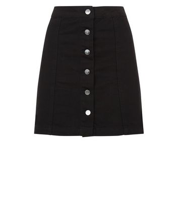 a line denim skirt black