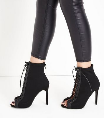 lace up booties peep toe