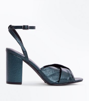 dark green block heels