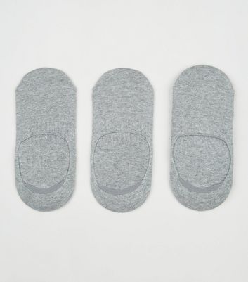3 Pack Grey Invisible Socks | New Look