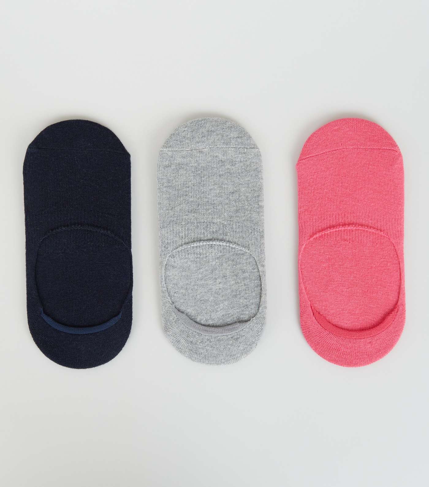 3 Pack Navy Grey and Pink Invisible Socks
