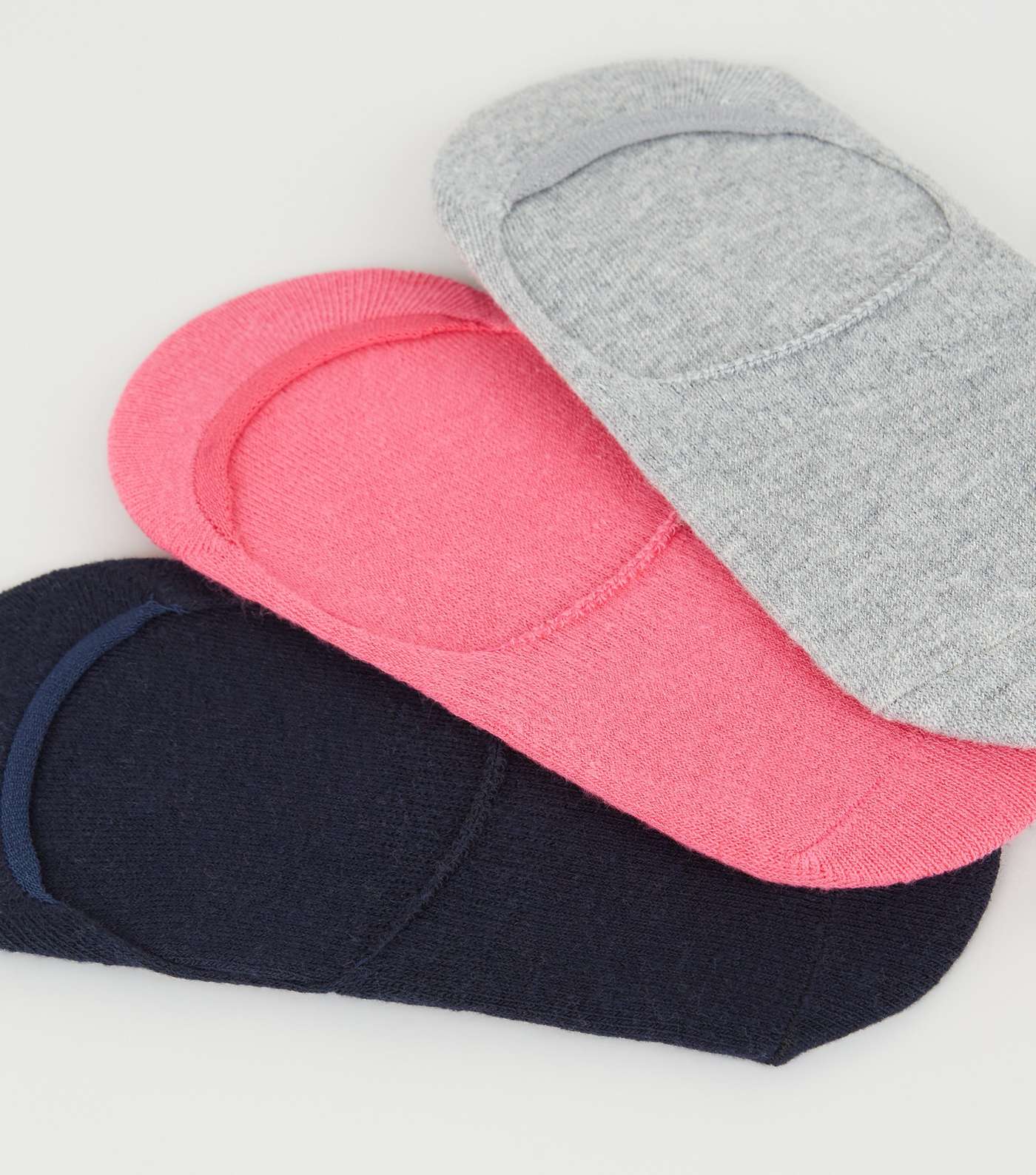 3 Pack Navy Grey and Pink Invisible Socks Image 3