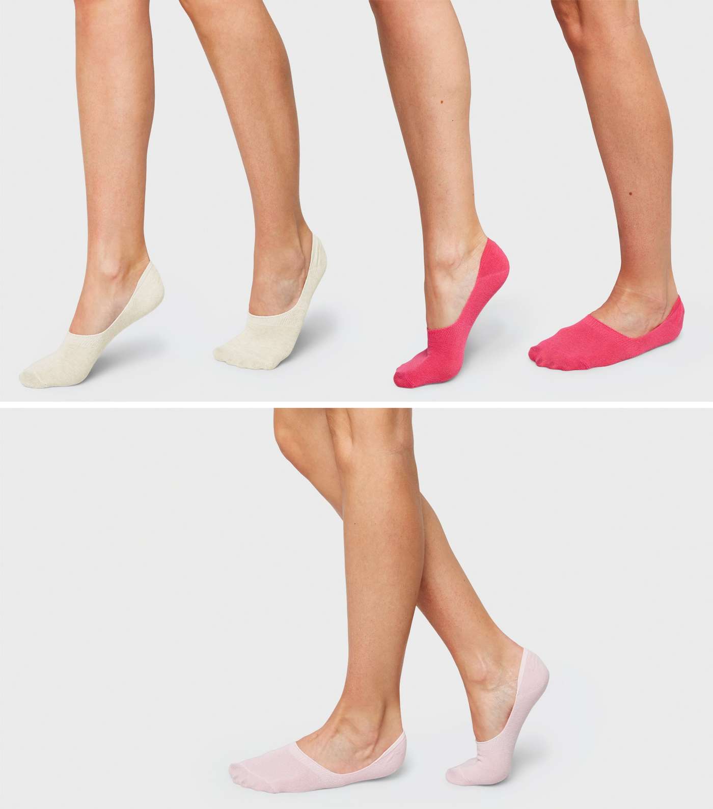 3 Pack Mid Pink Invisible Socks Image 2