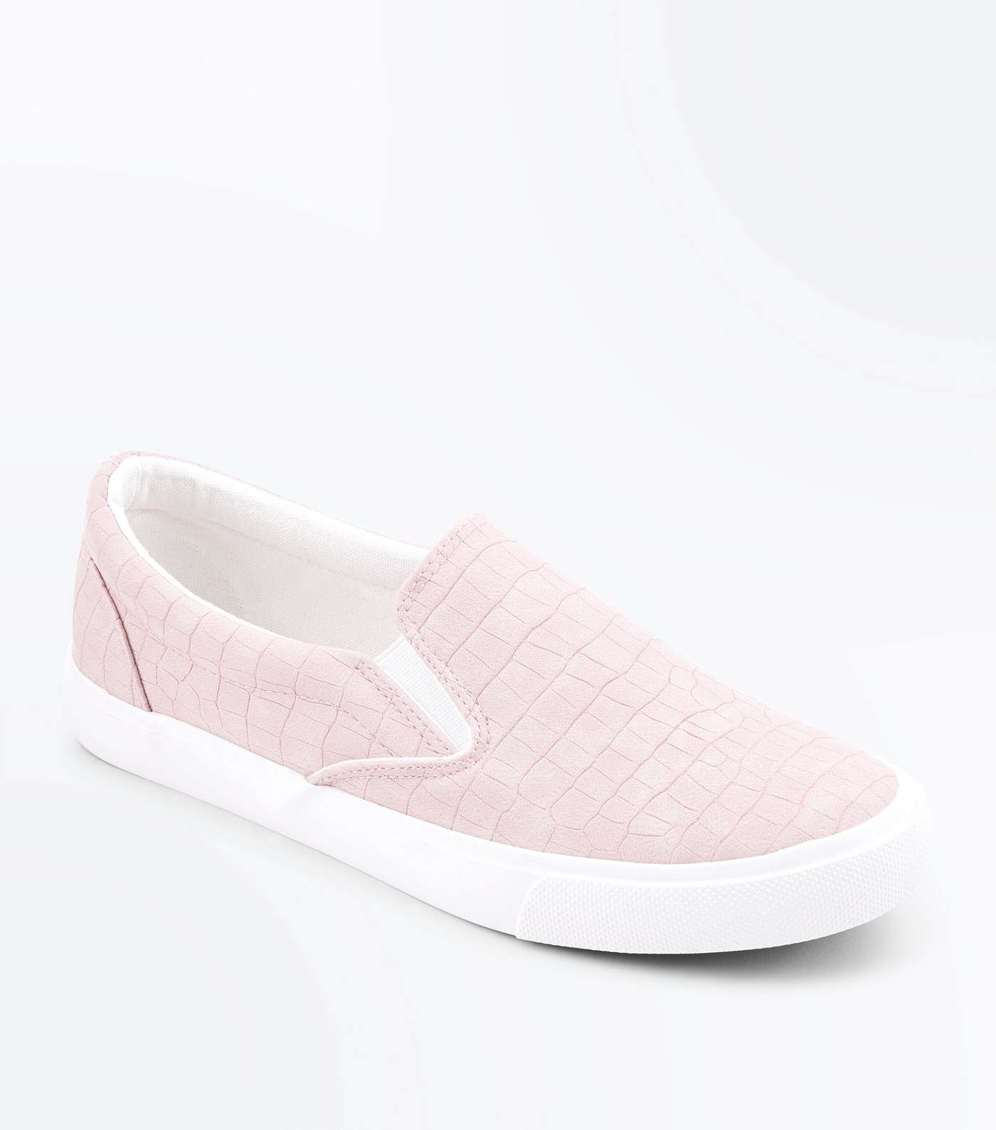 Pink Faux Croc Slip On Trainers