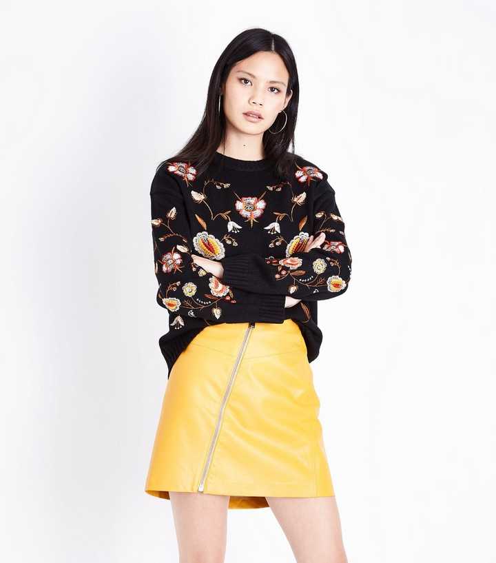 Black Floral Embroidered Jumper