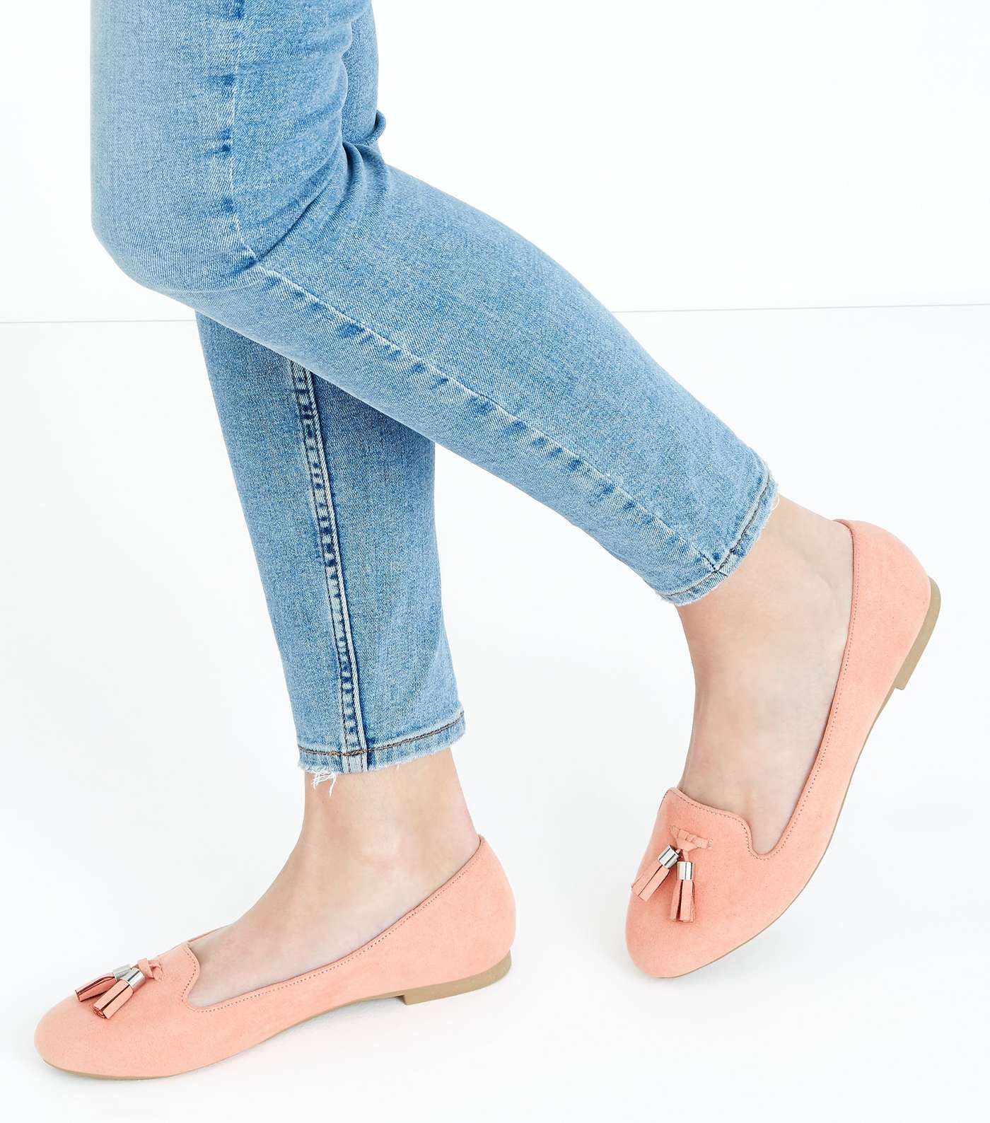 Coral Suedette Tassel Front Loafers Image 2