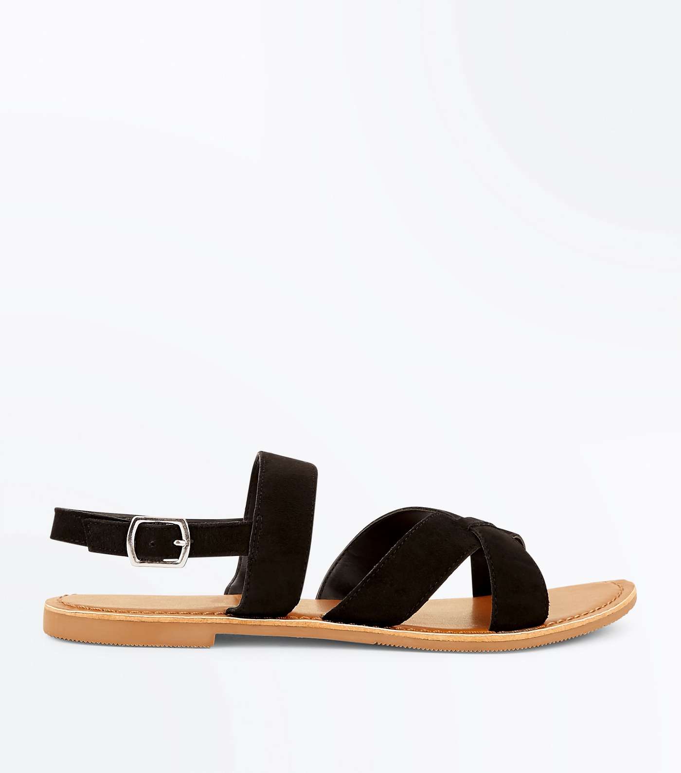 Black Suede Cross Strap Sandals