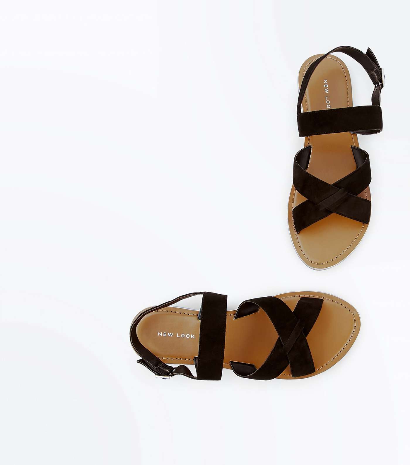 Black Suede Cross Strap Sandals Image 3
