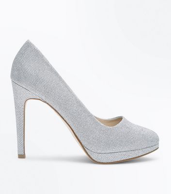 new look silver heels