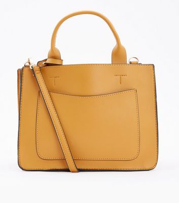 Mustard Zip Front Cross Body Bag 