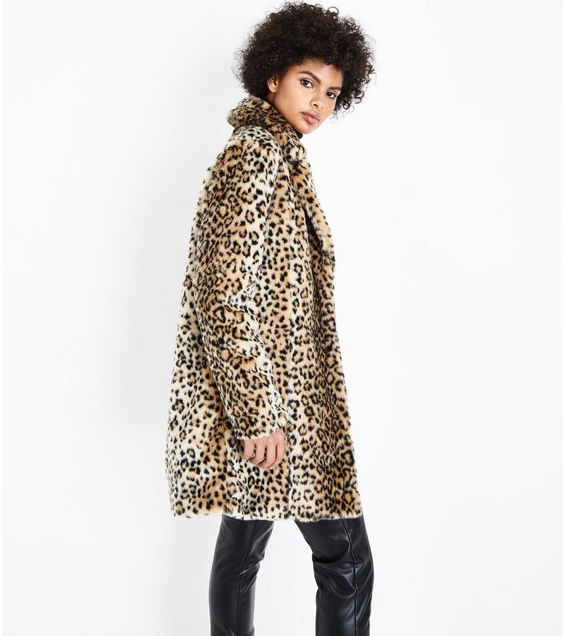 New Look Parisian Stone Leopard Print Faux Fur Coat at £79.99 | love ...