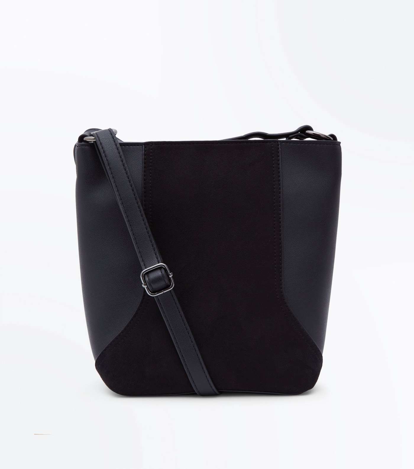 Black Suedette Panel Bucket Bag