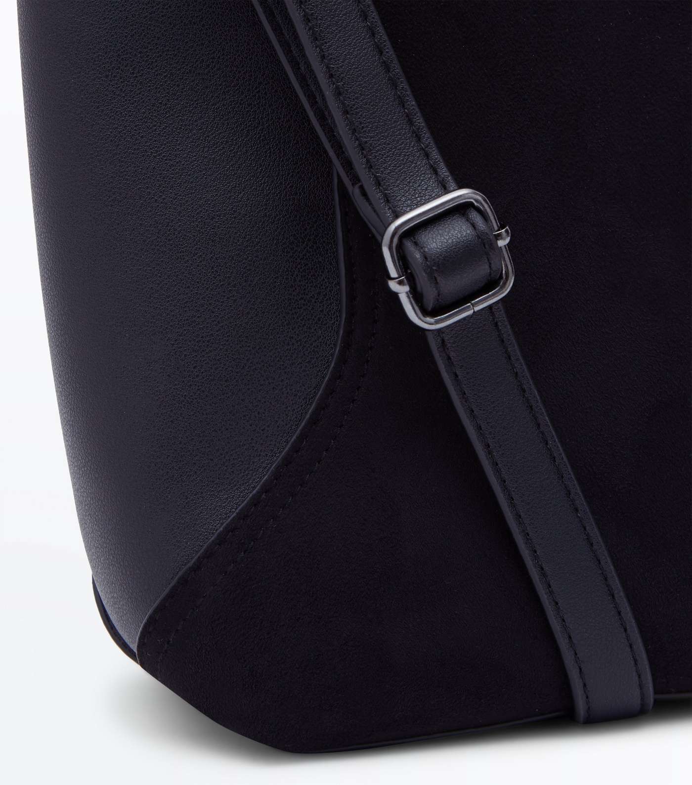 Black Suedette Panel Bucket Bag Image 3