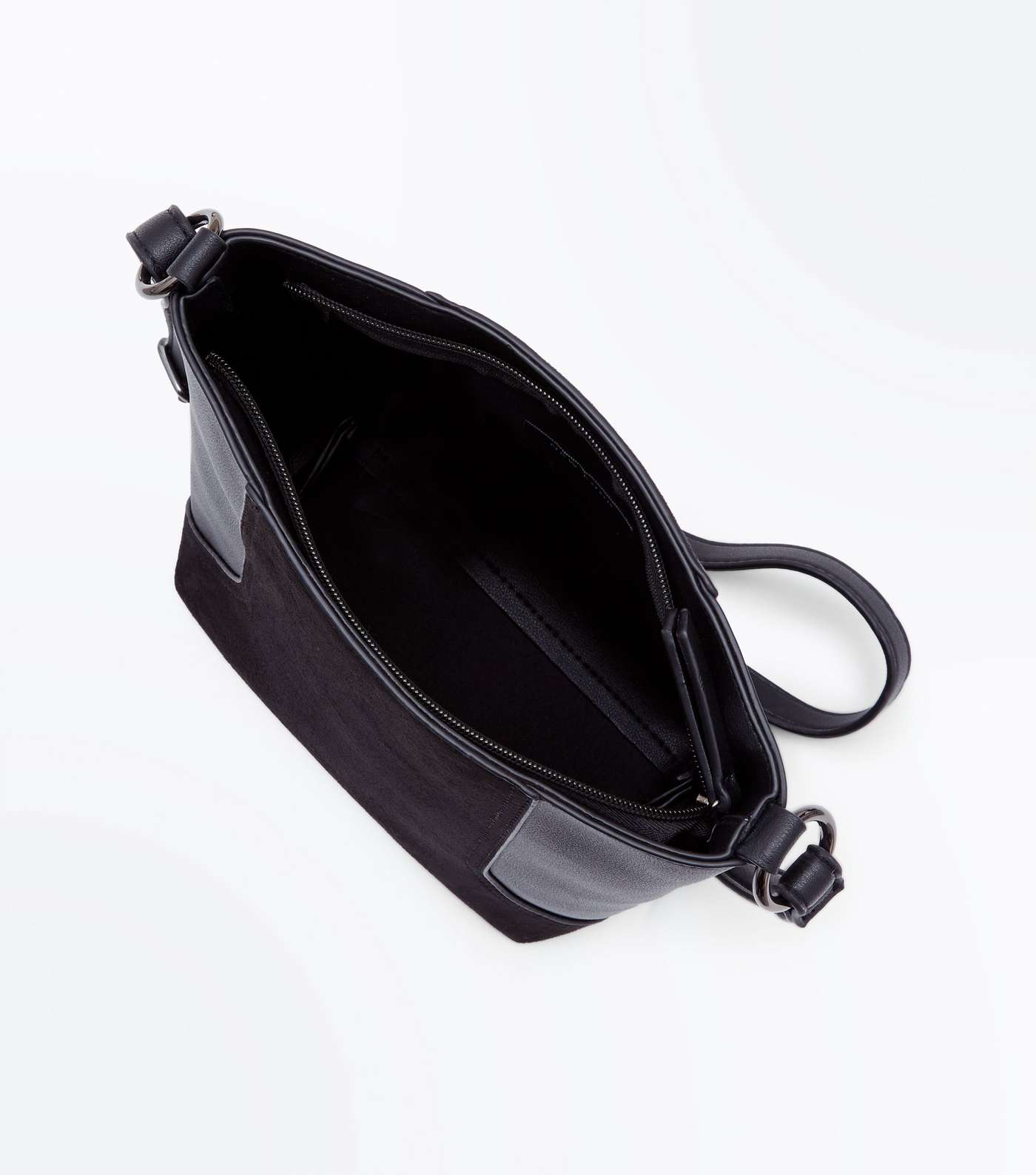 Black Suedette Panel Bucket Bag Image 5