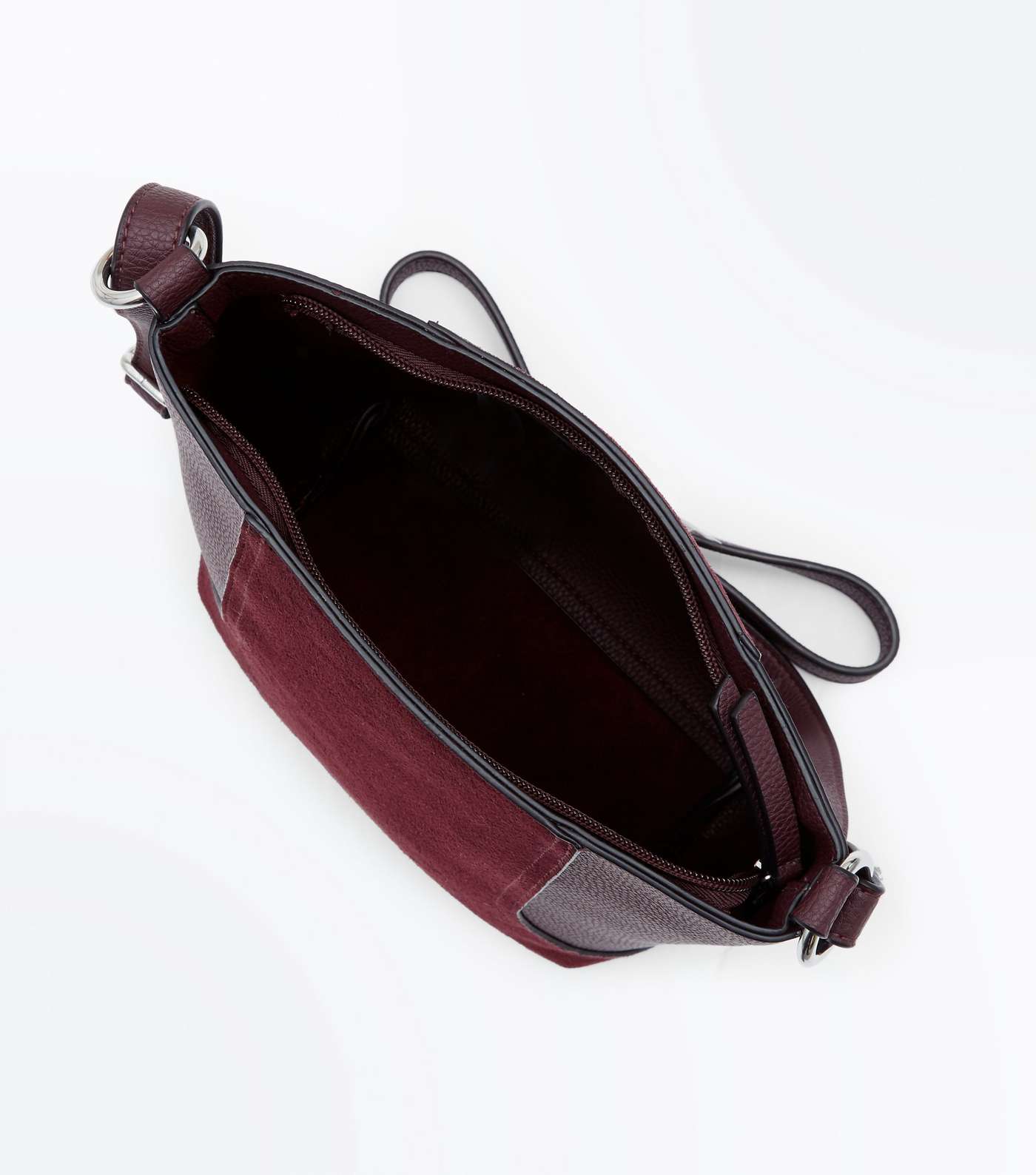 Burgundy Suedette Panel Bucket Bag  Image 5