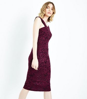 Image of AX Paris Purple Lace Cross Front Midi Dress New Look