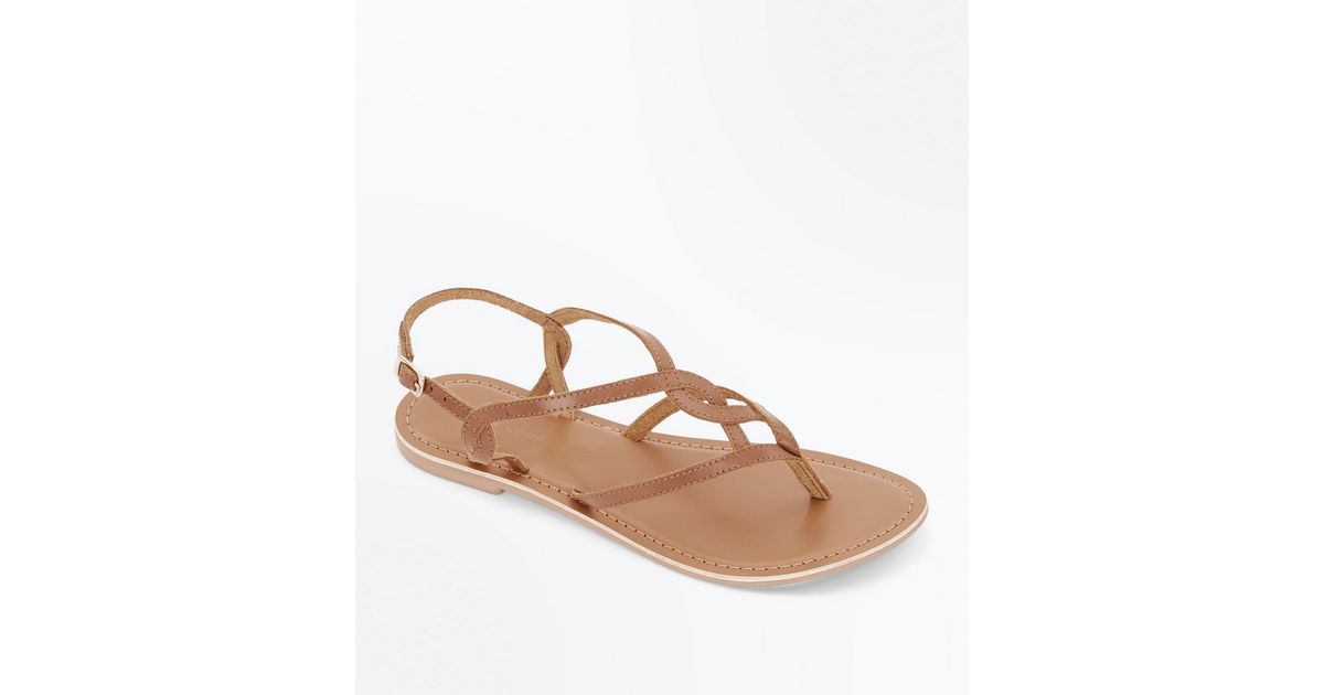 tan wide fit flat sandals