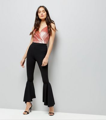 flare hem trousers
