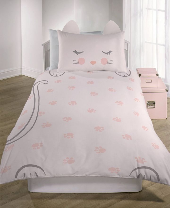 Pink Cat Single Duvet Set New Look Pink Cat Single Duvet Set