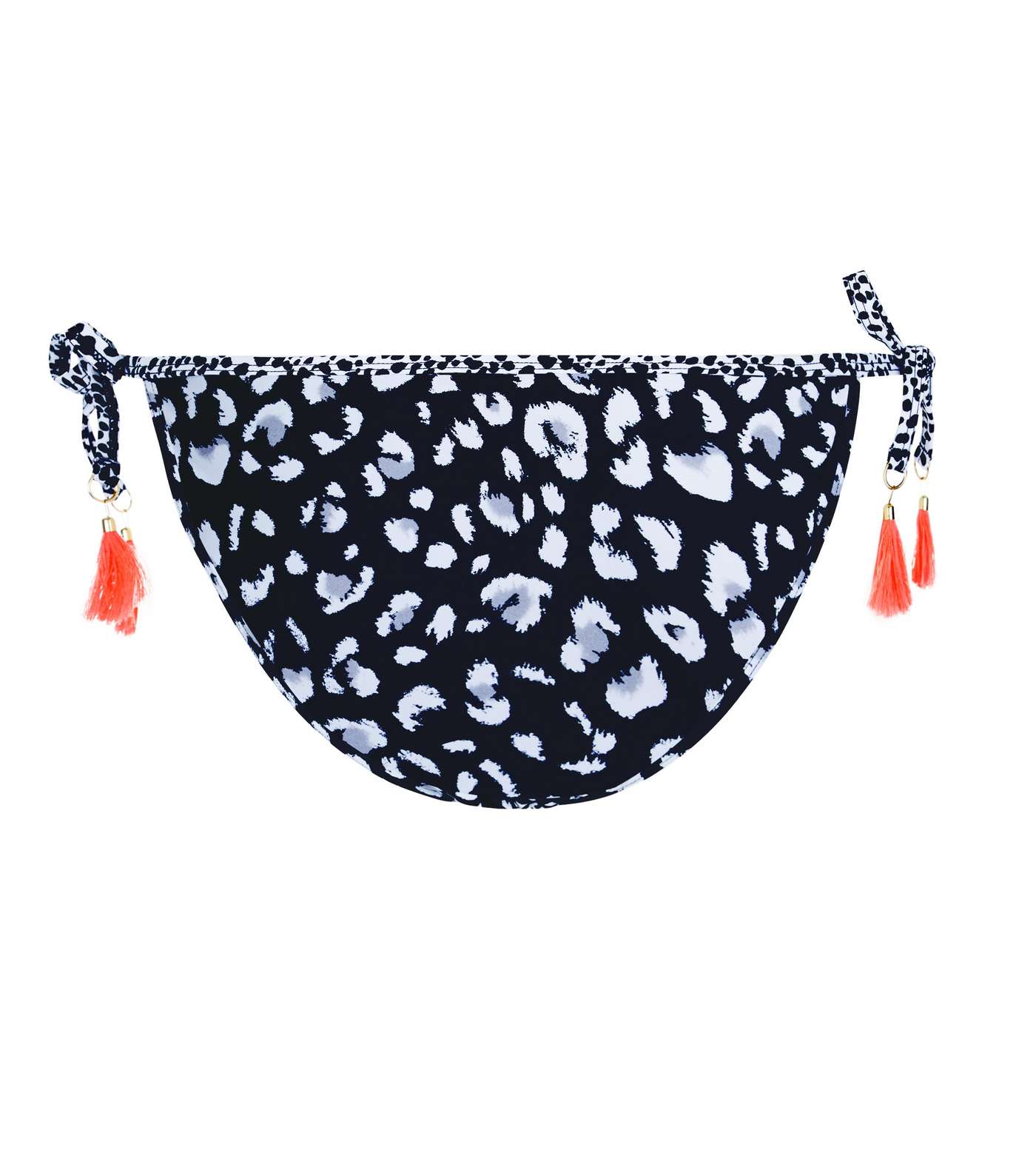 Black Leopard Print Tassel Tie Side Bikini Bottoms Image 3