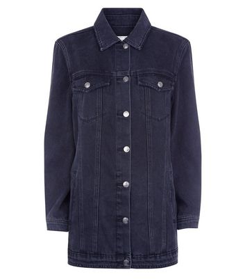 longline black denim jacket womens