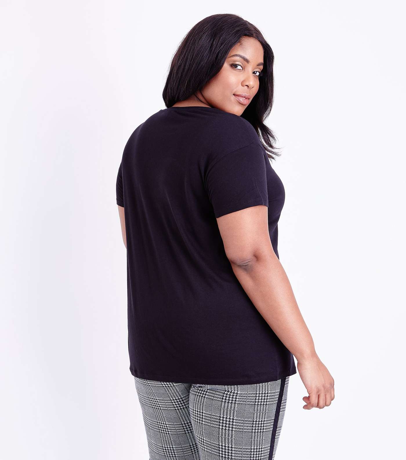 Curves Black Short Sleeve Oversized T-Shirt Image 3
