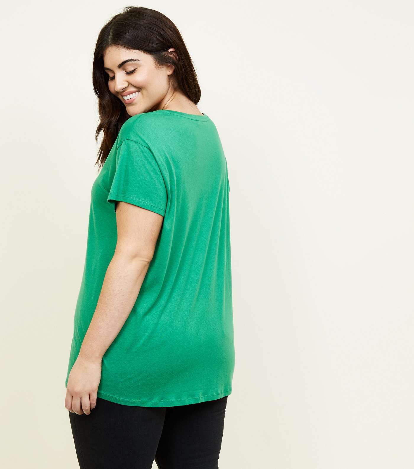 Curves Green Short Sleeve Oversized T-Shirt Image 3