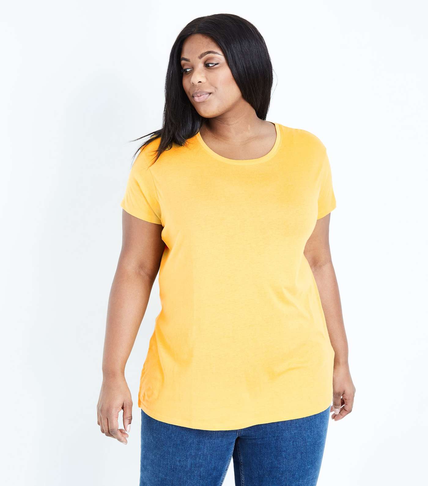 Curves Yellow Short Sleeve Oversized T-Shirt