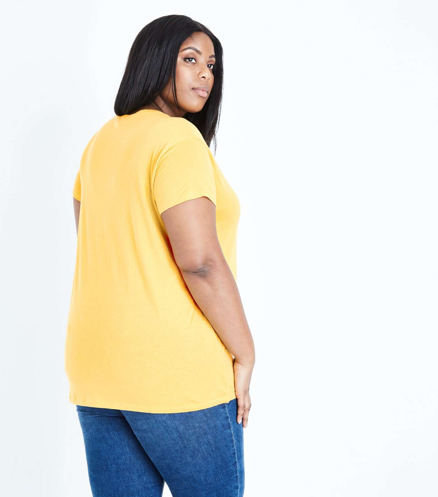 Curves Yellow Short Sleeve Oversized T-Shirt Image 3