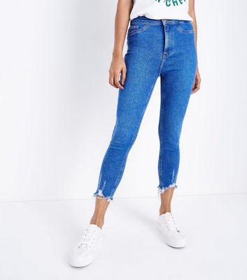 petite frayed hem jeans