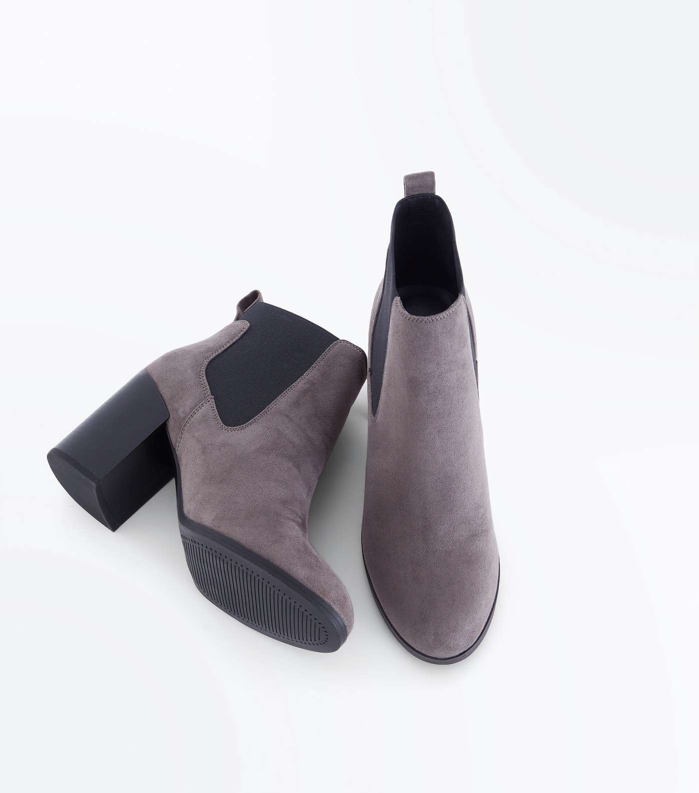 Grey Suedette Tab Back Chelsea Boots Image 4