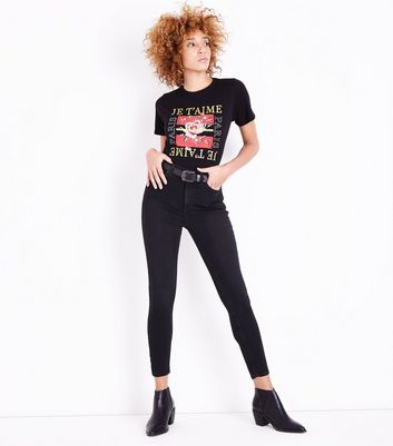 new look black high waisted jeans