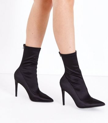 Black satin 2025 sock boots