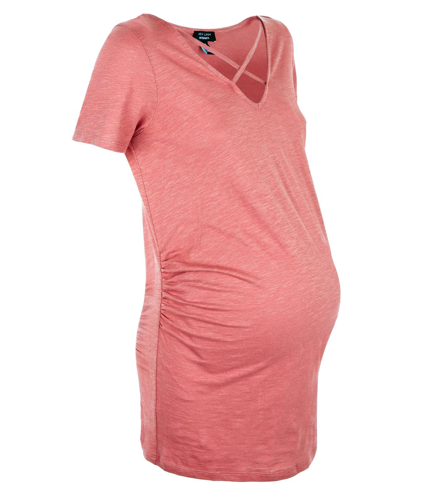 Maternity Rust Lattice Neck Short Sleeve T-Shirt Image 4