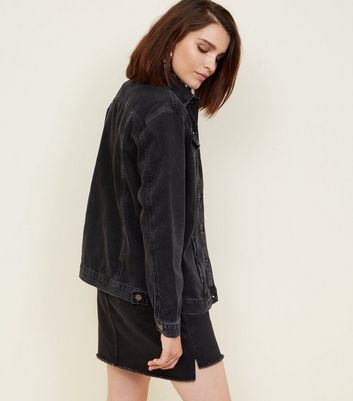 new look black oversized denim jacket