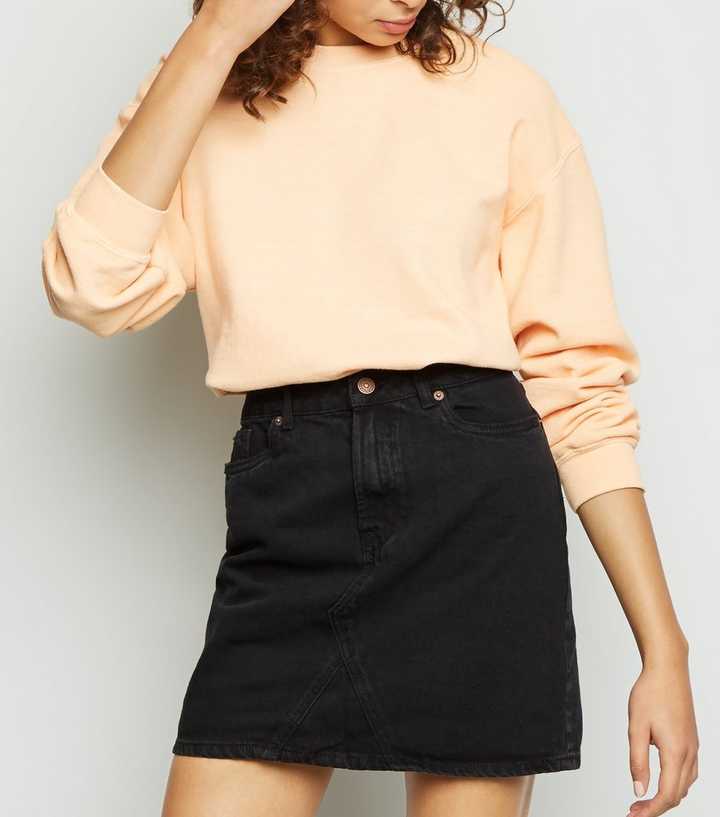 Black Denim Mini Skirt