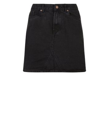 black denim mini skirt