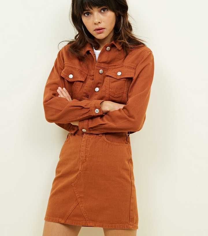 Rust Denim Mini Skirt