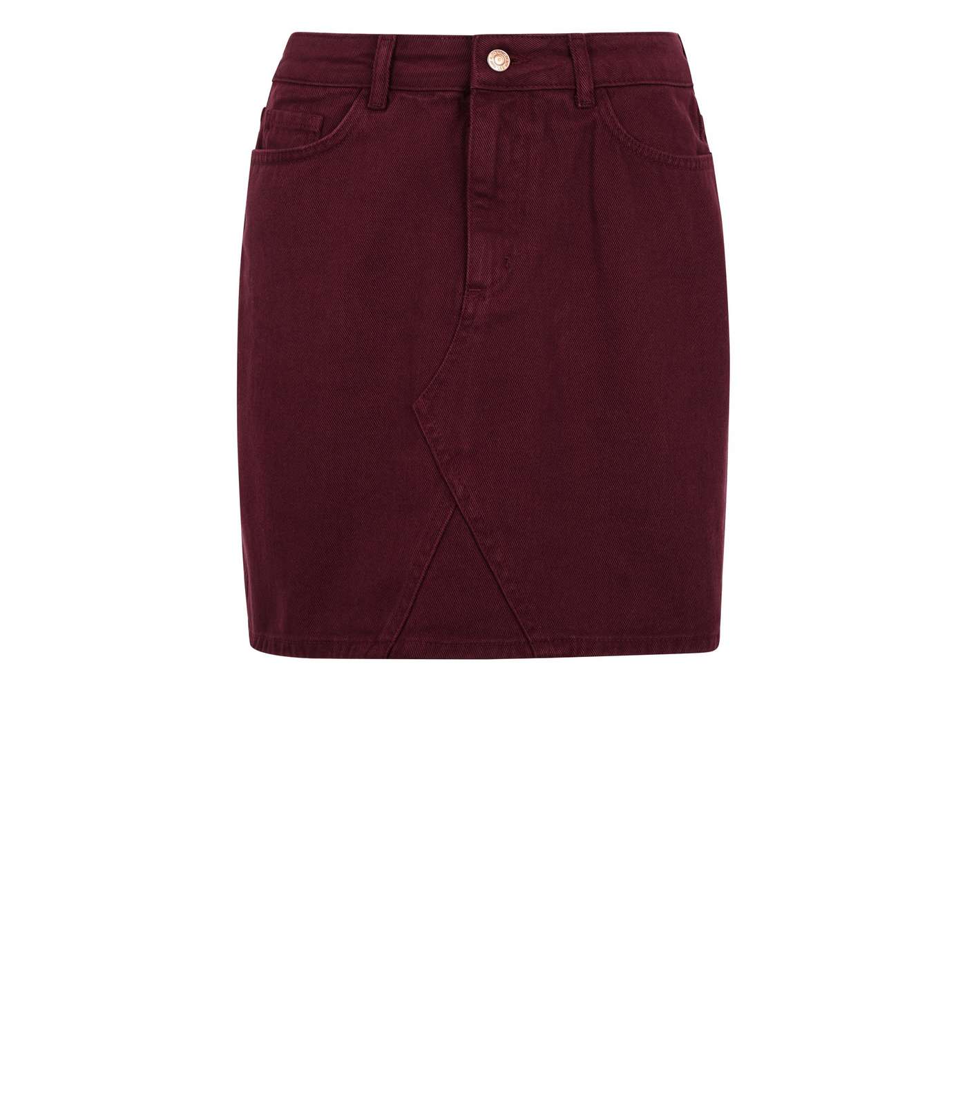 Burgundy Denim Mini Skirt Image 4