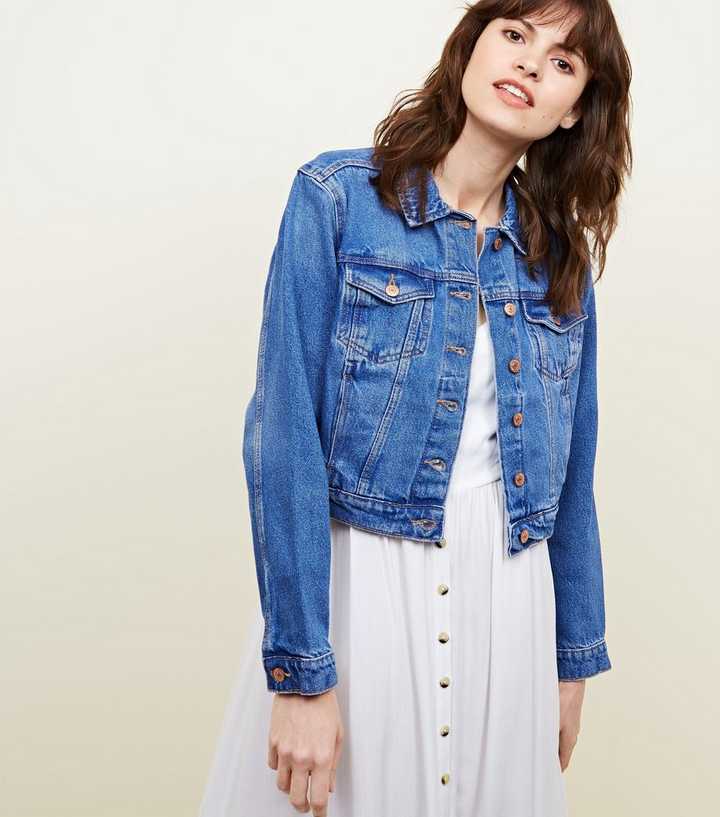 Bright Blue Cropped Denim Jacket