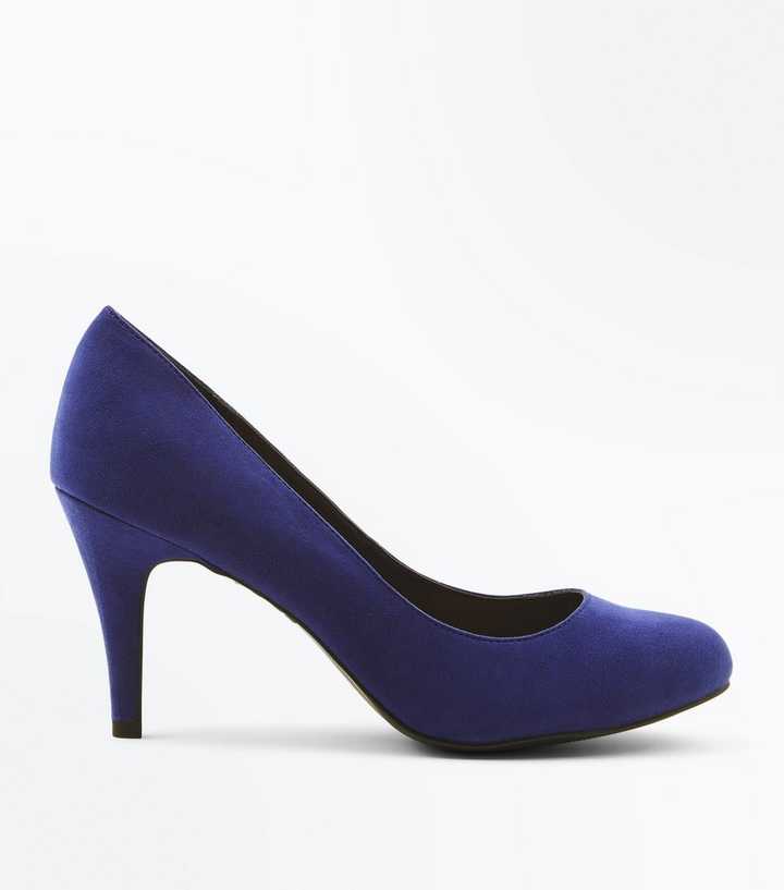 Wide Fit Navy Suedette Round Toe Courts