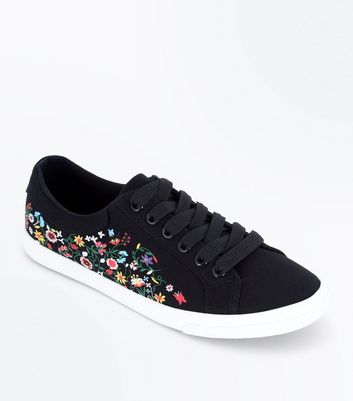 black floral trainers