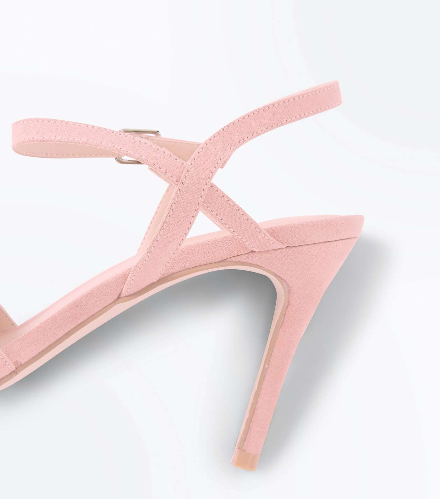 Pale Pink Suedette Ankle Strap Pointed Court Shoes Image 4