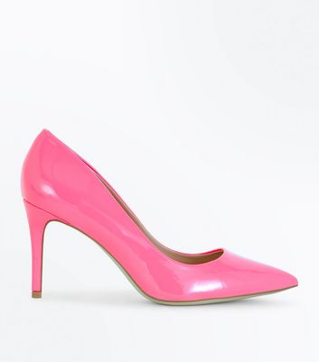 Bright Pink Patent Pointed Court Shoes 