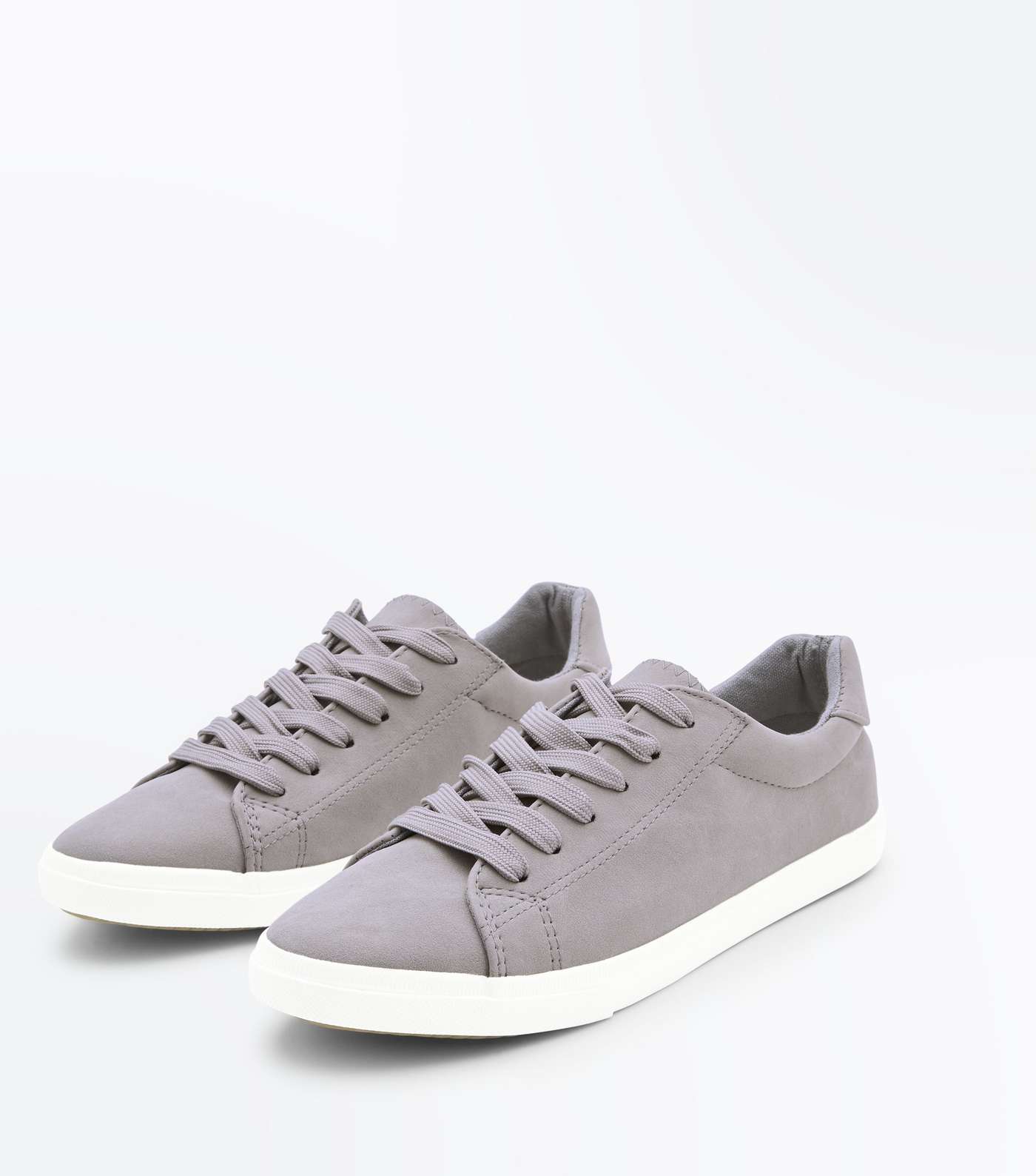 Grey Suedette Lace Up Trainers Image 4